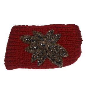 Knit Winter Headband Ear Warmer Embellished Beaded Appliqué Rhinestones Hat